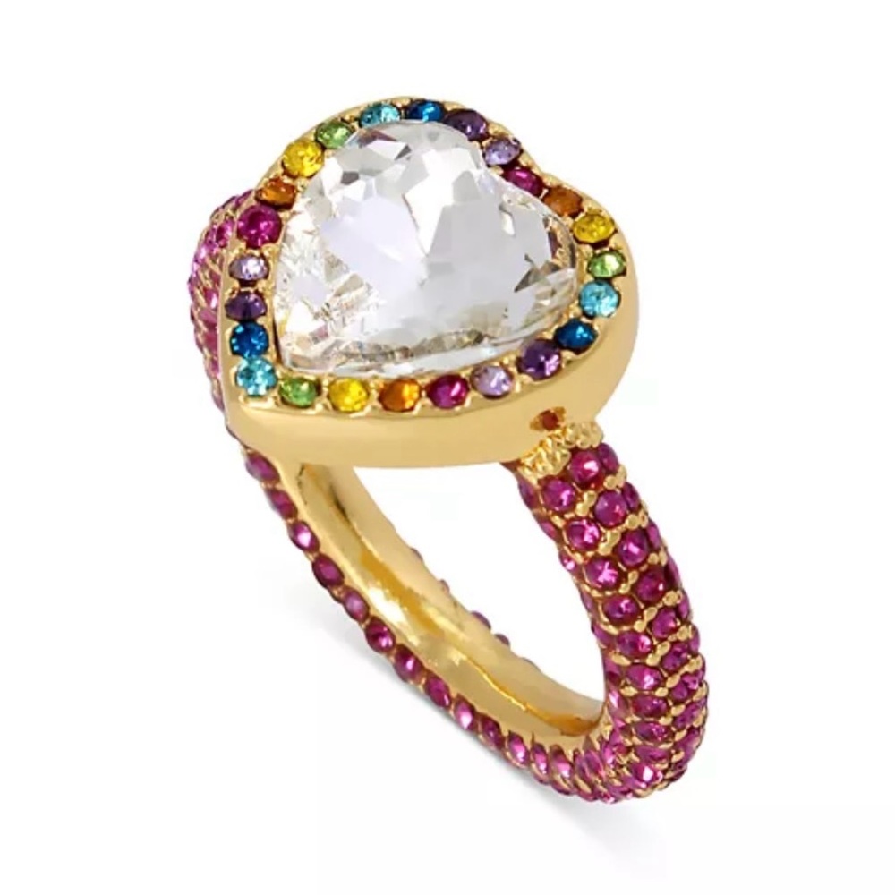 NIB Kurt Geiger Rainbow Heart Pave Ring Size 8 - GIFTABLE
